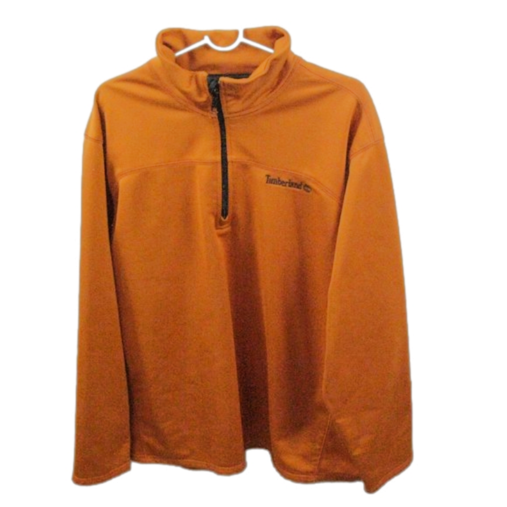 Timberland Men's Orange Partial Zip Front Athletic Sweatshirt Size XL